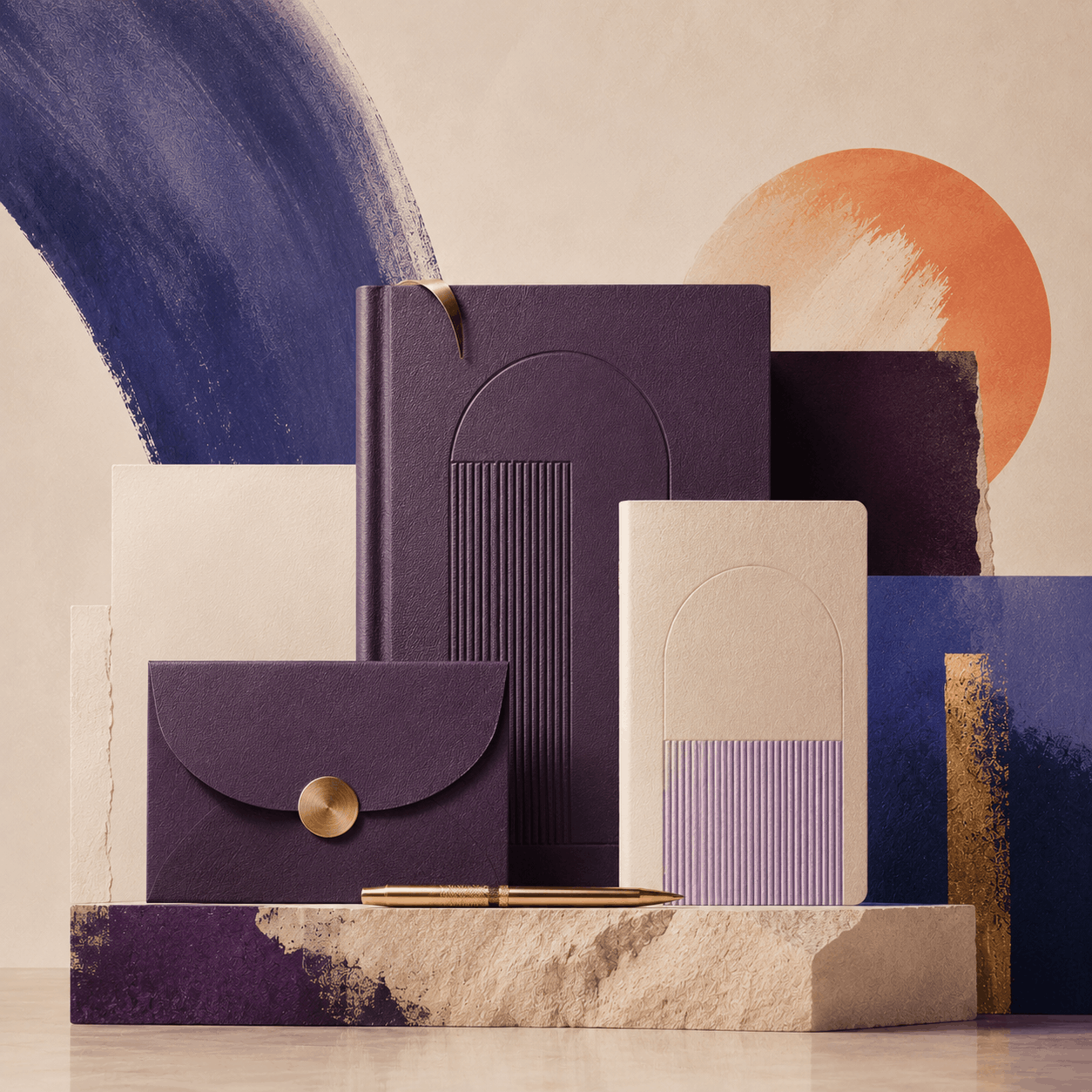 Notebooks, journals, planners, greeting cards, art prints and bookmarks.
